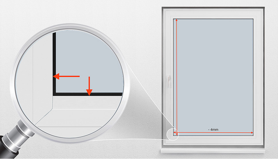 Wenn Sie Plissee-Montage D – zum Kleben (Stick & Fix) kaufen möchten, dann müssen Sie Ihre Fenster millimetergenau messen. Beachten Sie bitte unbedingt Plissee-Messanleitung von Plissee-Insel.de  